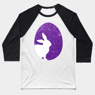 Easter Bunny Silhouette in Purple Faux Glitter Easter Egg Baseball T-Shirt